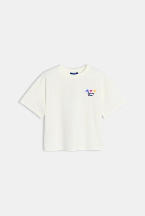 T-shirt blanc manches courtes à motif Fille 1