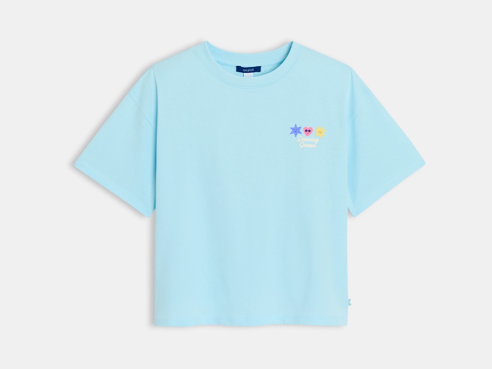 Samarreta blava màniga curta amb estampat nena 1