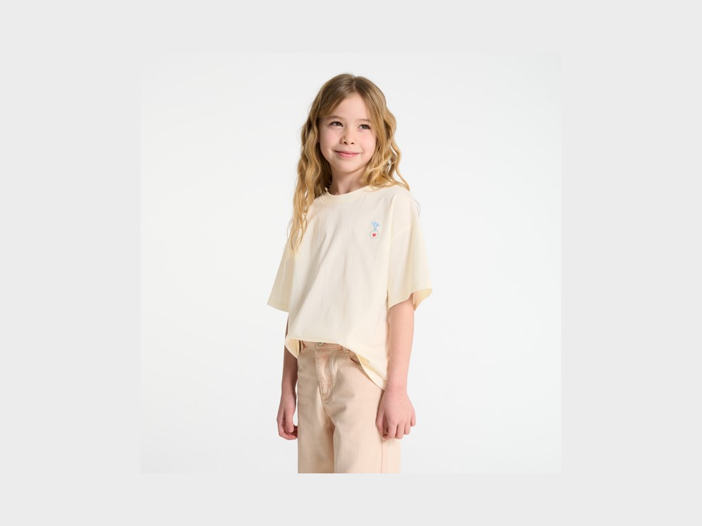 T-shirt blanc manches courtes à motif Fille 1