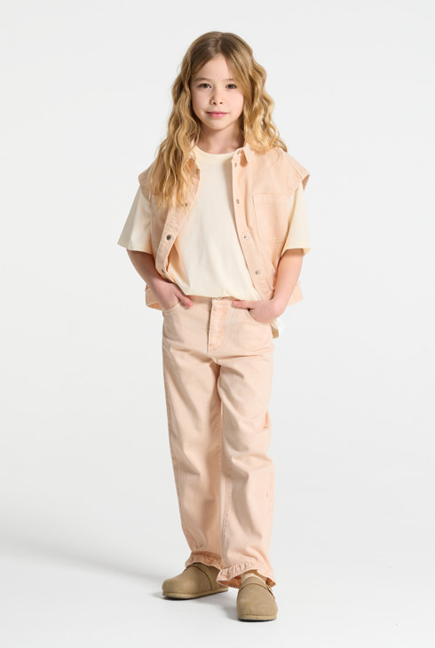 Wit T-shirt met korte mouwen en patroon voor meisjes 1