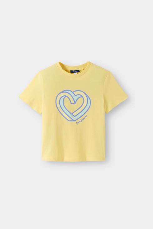 T-shirt gialla a cuori bambina 2