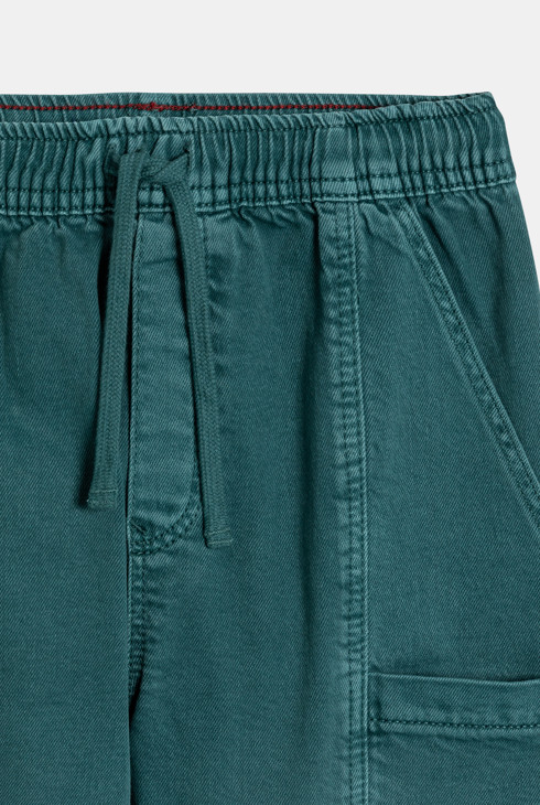 Pantalon cargo denim souple vert garçon 2