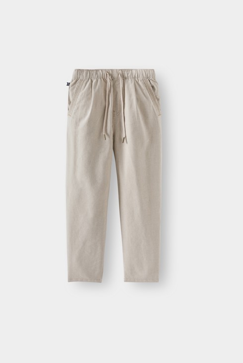 Pantalon coton et lin beige garçon 2