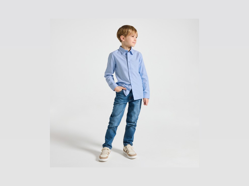 Blaues Langarm-Hemd für Jungen 1