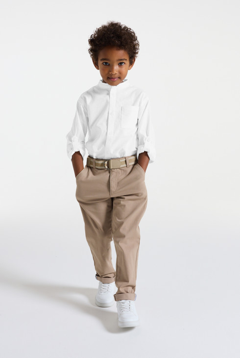 Wit hemd van katoen en linnen voor jongens 1