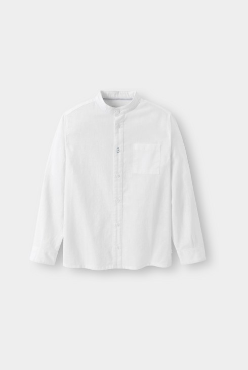 Wit hemd van katoen en linnen voor jongens 2