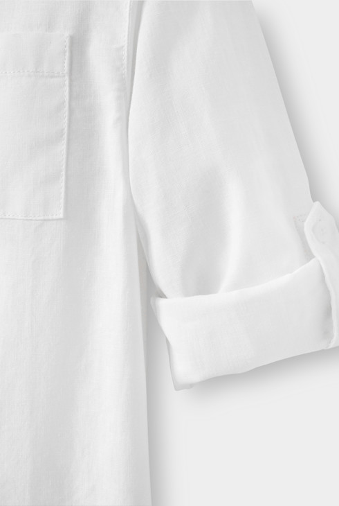 Chemise coton et lin blanc garçon
