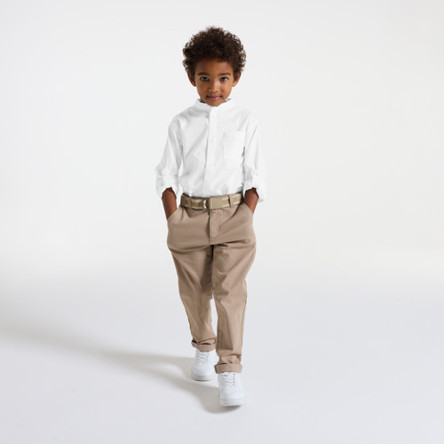 Chemise Coton Et Lin Blanc Garçon - Blanc - 4A - OKAIDI