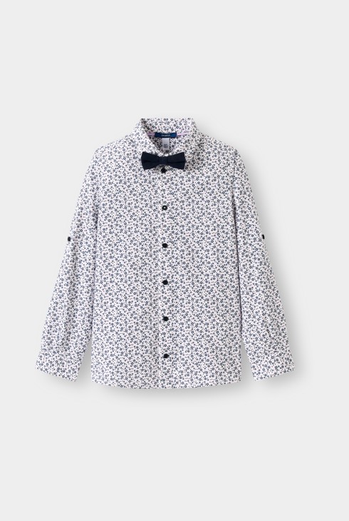 Chemise avec nœud imprimé violet fleuri garçon 2