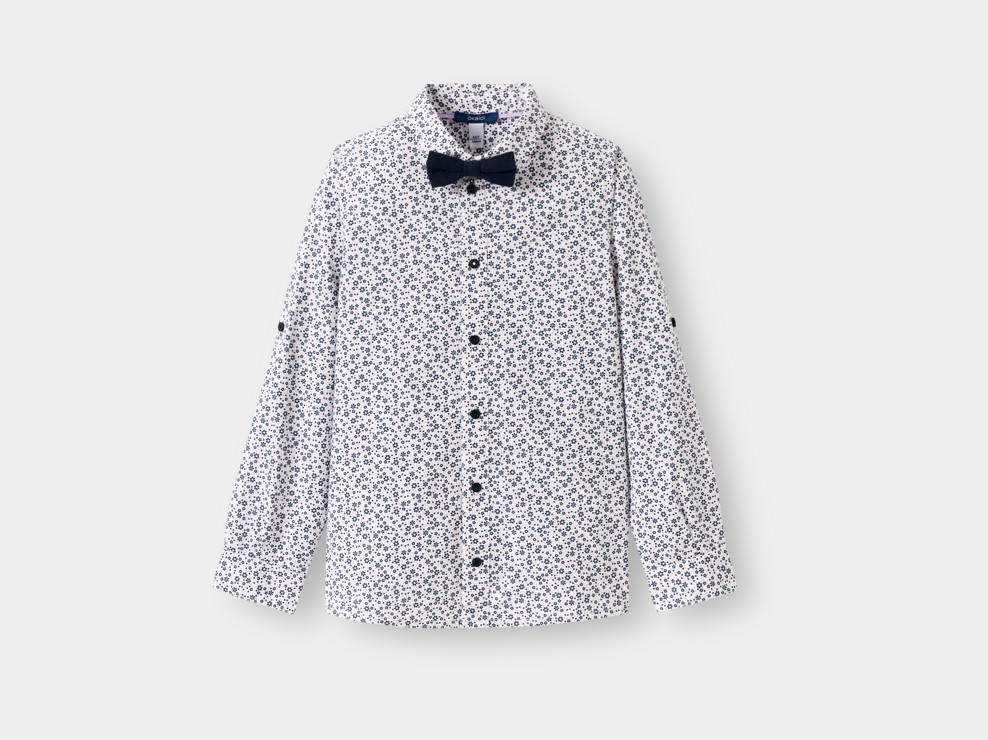 Hemd mit Schleife violettes Blumenmuster Jungen 2