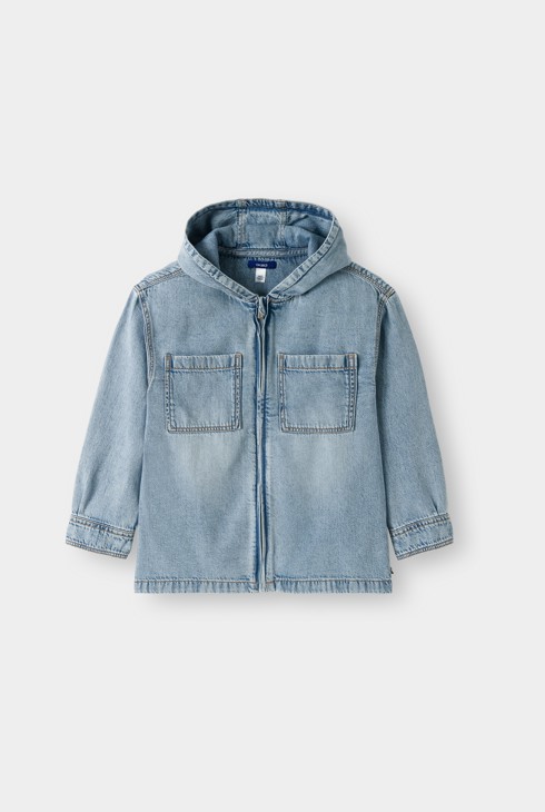 Surchemise à capuche denim bleu garçon 1