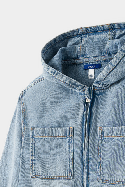 Surchemise à capuche denim bleu garçon 2