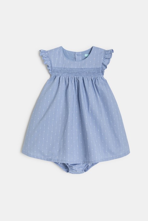 Kleid gesmokt geblümt blau Kleinkind Mädchen 2