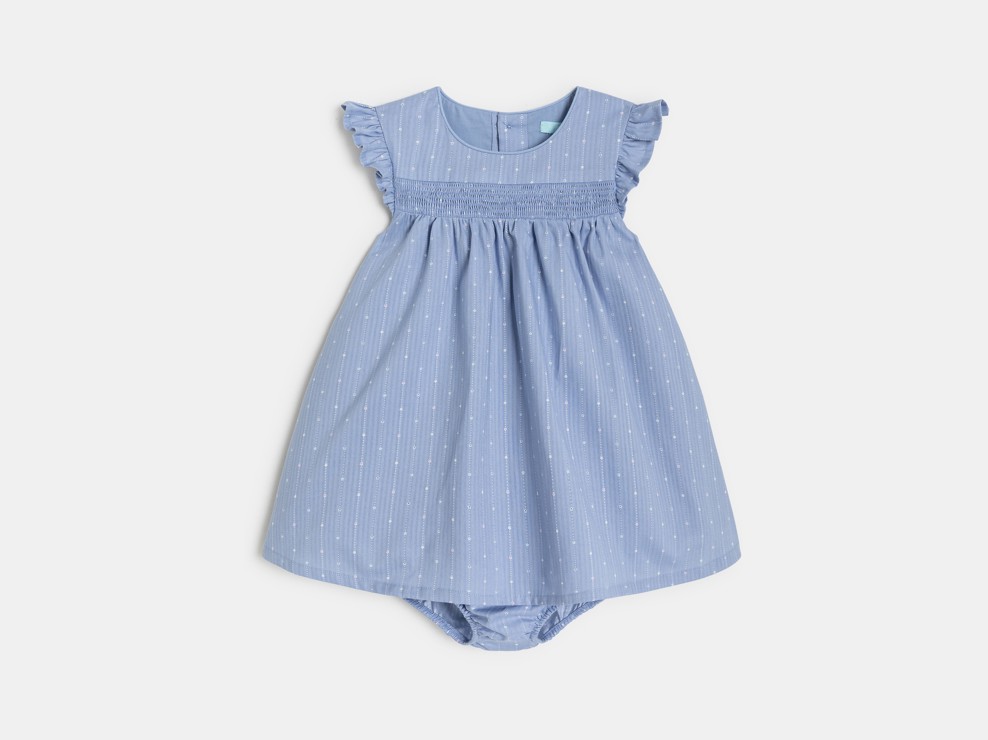 Kleid gesmokt geblümt blau Kleinkind Mädchen 2