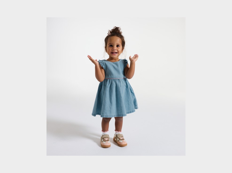 Modisches Baumwollkleid blau Kleinkind Mädchen 1