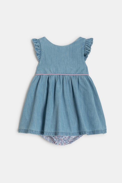 Baby girl's blue patterned cotton dress 2