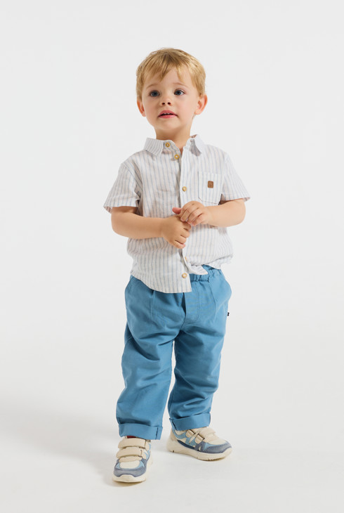 Pantalon à pinces bleu bébé garçon 1