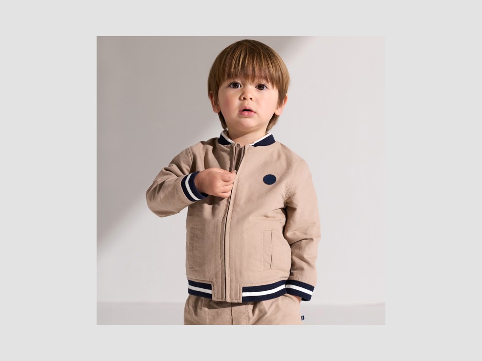 Giubbotto in cotone fantasia beige neonato 1