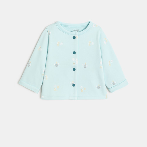 Gilet En Molleton Poissons Bleu Bébé Garçon - Bleu Porcelaine - 3M - OBAIBI