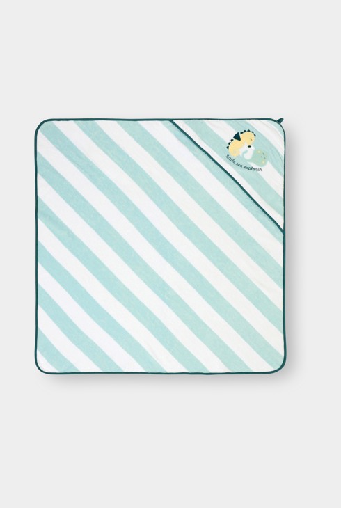 Cape de bain bleue à rayures bébé naissance 2