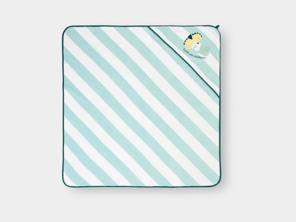 Cape de bain bleue à rayures bébé naissance 2