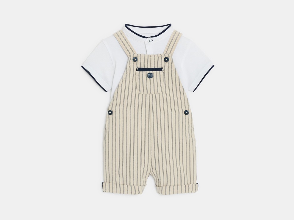 Conjunt de pantalons de peto beix bebè nen 1