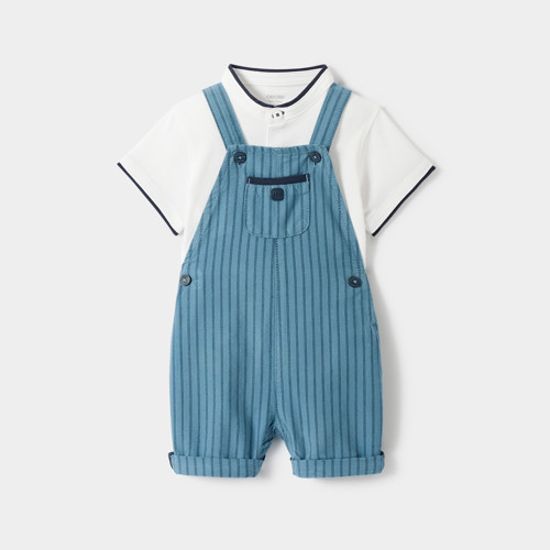 Ensemble Salopette Bleu Bébé Garçon - Bleu Ardoise - 6M - OBAIBI