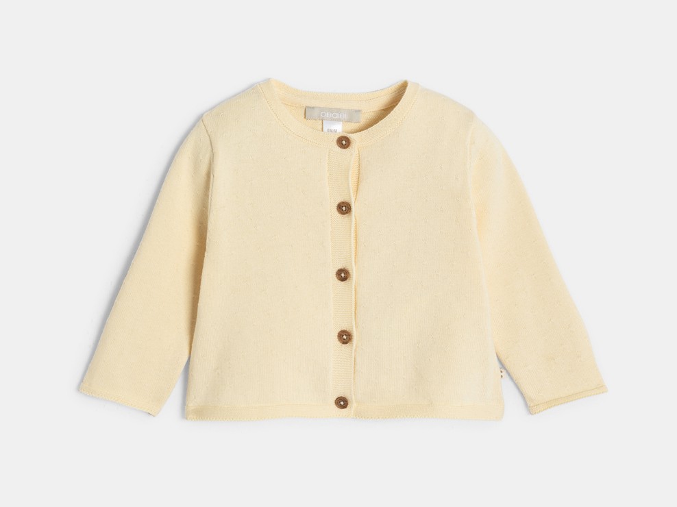 Cardigan lavorato a maglia giallo per neonata 1