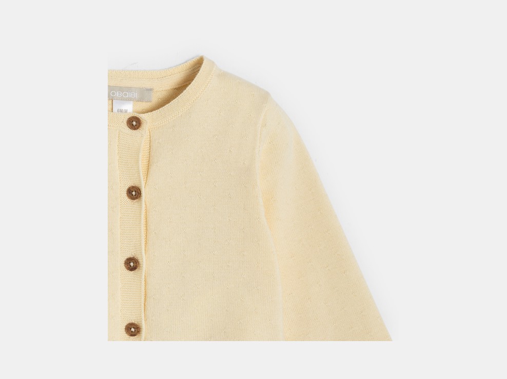 Cardigan lavorato a maglia giallo per neonata 2