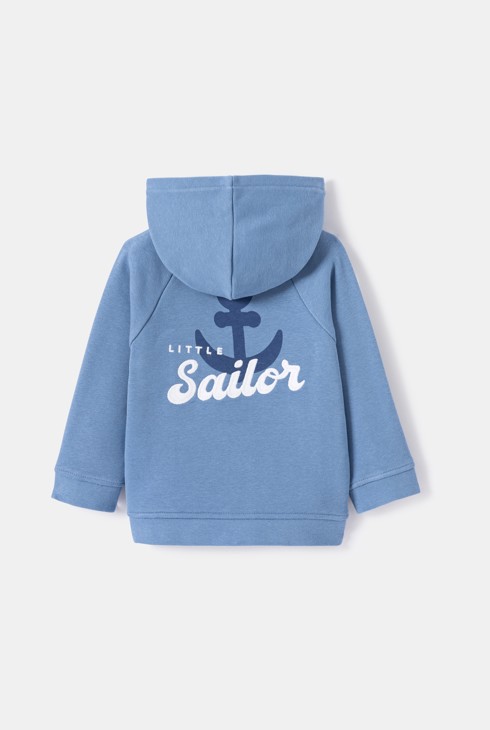 Sweat zippé à capuche bleu bébé garçon 2