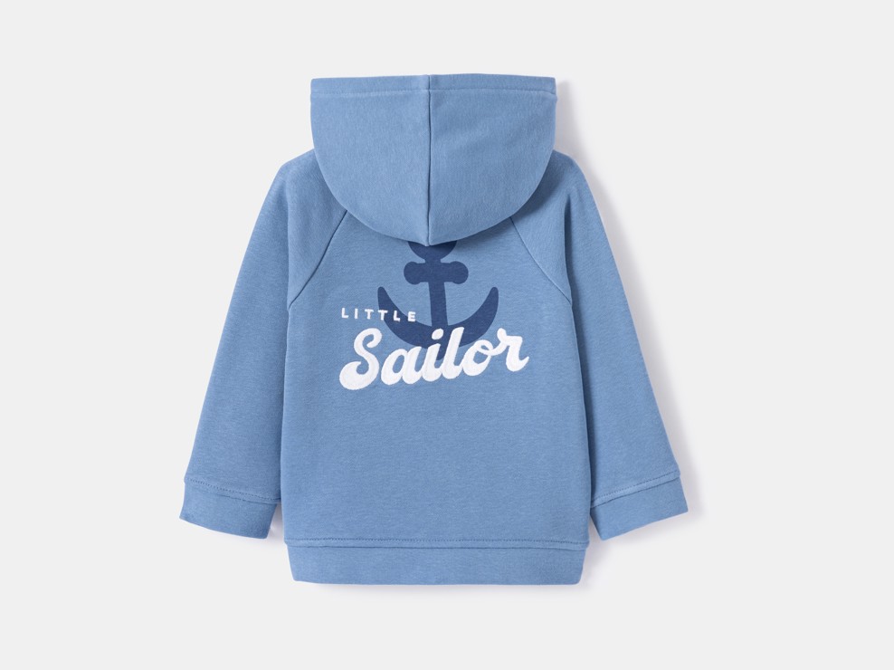 Sweat zippé à capuche bleu bébé garçon 2