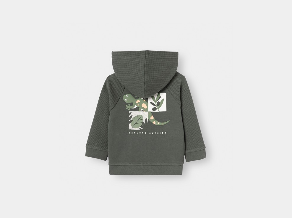 Sweatshirt Reißverschluss Molton Kapuze grün Kleinkind Junge 2