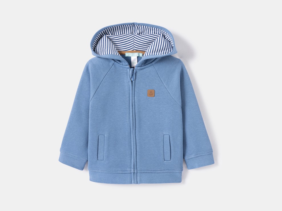 Sweat zippé à capuche bleu bébé garçon 1