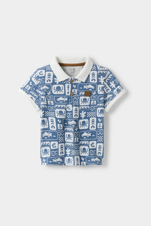 Polo animaux marins bleu bébé garçon 1