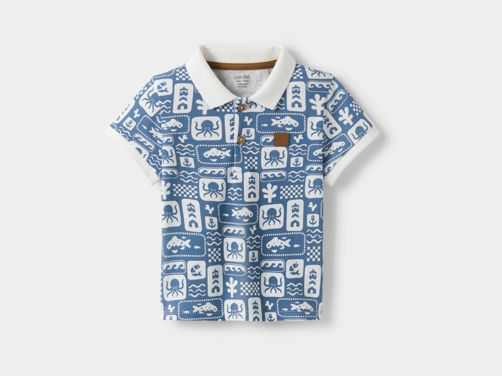 Polo animaux marins bleu bébé garçon 1