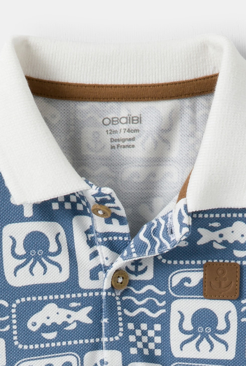 Polo animaux marins bleu bébé garçon 2