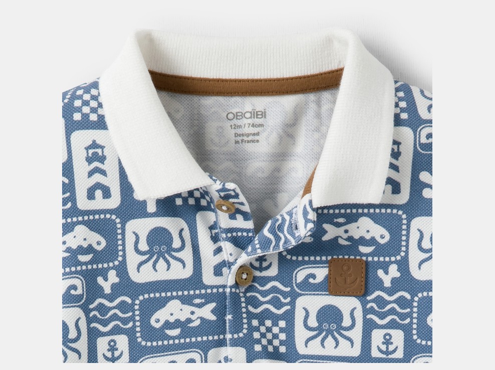 Polo animaux marins bleu bébé garçon 2