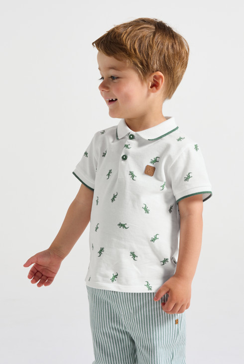 Witte polo met hagedissenprint voor babyjongens 2