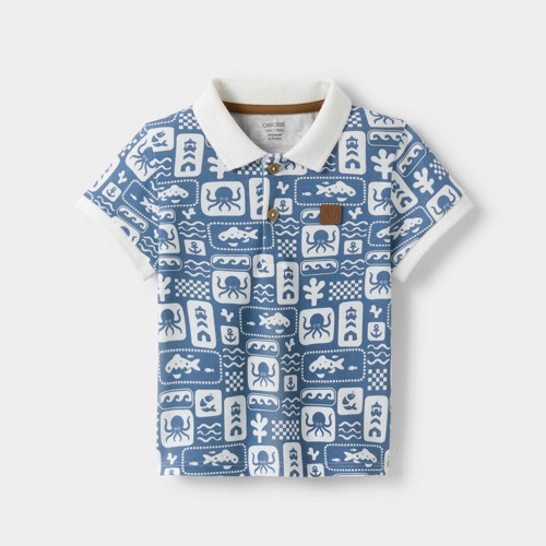 Polo Animaux Marins Bleu Bébé Garçon - Imprimé Bleu - 12M - OBAIBI