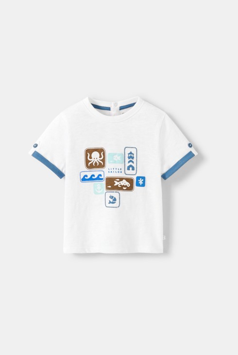 T-shirt animaux marins blanc bébé garçon 1