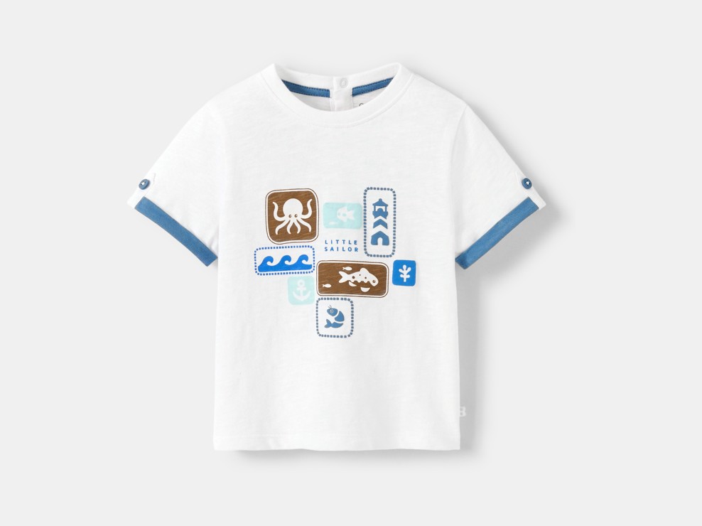 T-shirt animaux marins blanc bébé garçon 1
