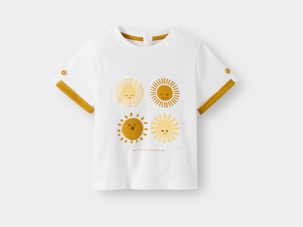 T-shirt gialla con sole neonato 2
