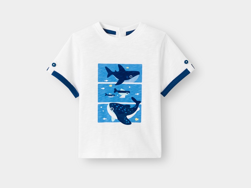 Blaues T-Shirt mit Wal-Motiv für Jungen 1