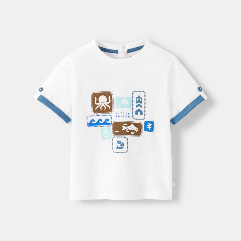 T-Shirt Meerestiere weiß Kleinkind Junge