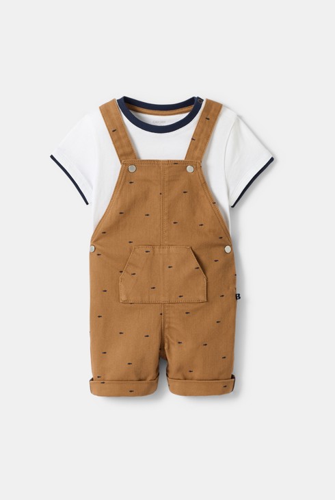 Salopette courte et tee-shirt blanc bébé garçon 1