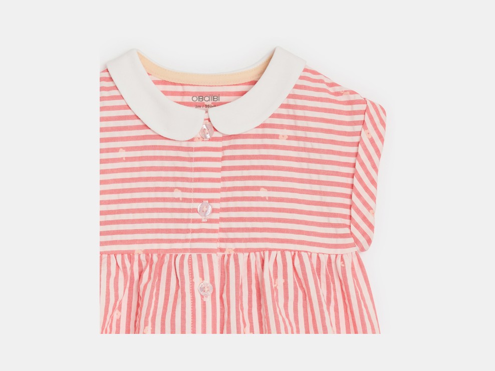 Robe rose à rayures bébé fille 2