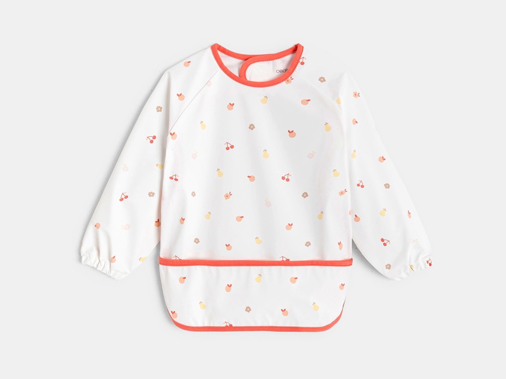 Wit slabbetje met motief voor babymeisjes 1