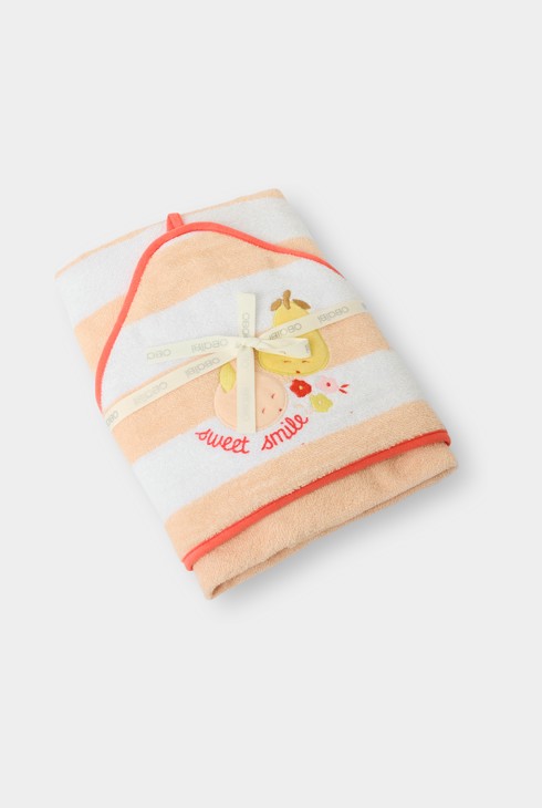 Cape de bain orange à rayures motif fruit bébé mixte 1