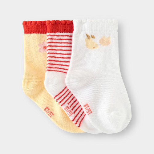Chaussettes Fantaisie Orange Bébé Fille (lot De 3) - Multicolore - 13/14 - OBAIBI