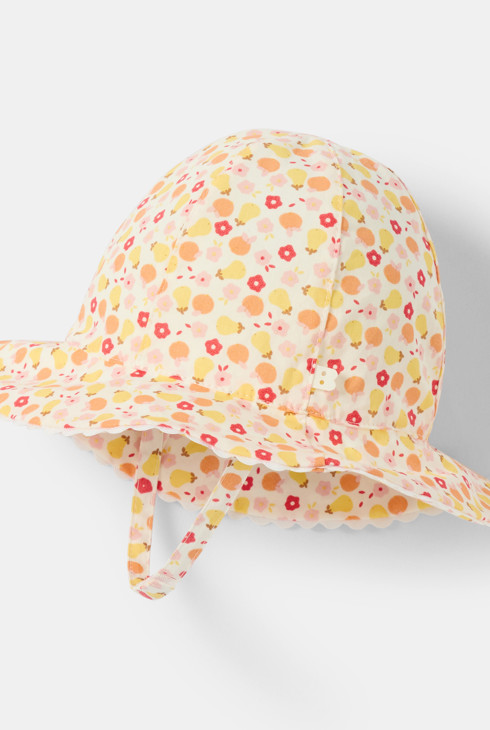 Chapeau de soleil cloche orange bébé fille 1